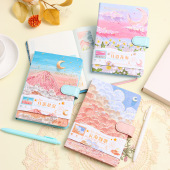 手帐本笔记本全彩内页高颜值磁扣小学生少女随身口袋记事本