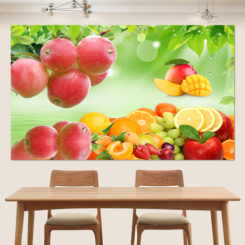 自粘墙画装饰画餐厅水果画超大壁画玻璃贴纸厨房餐桌简装清新贴画图片