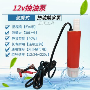 塑管便携加油水机12v24v220v家用电动抽油潜水泵柴油大小油桶通用