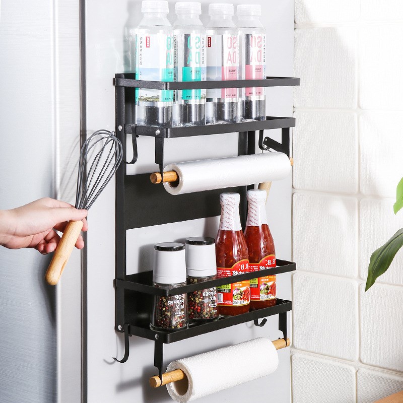 厨房冰箱磁吸折叠置物架侧面收纳架免打孔壁挂式调料瓶保鲜膜挂架