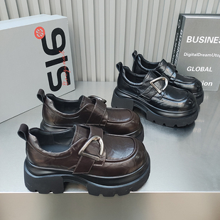 时尚 增高2026春款 百搭休闲 魔术贴圆头低帮韩版 品品松糕底乐福女鞋