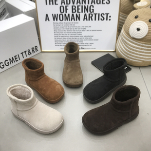 加绒复古女鞋 款 百搭潮 雪地靴厚底圆头真皮女短靴2025冬季 TTRR经典