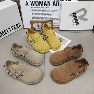 TTRR正品勃肯鞋平底一字带卡扣复古风休闲女鞋2026春款百搭透气鞋
