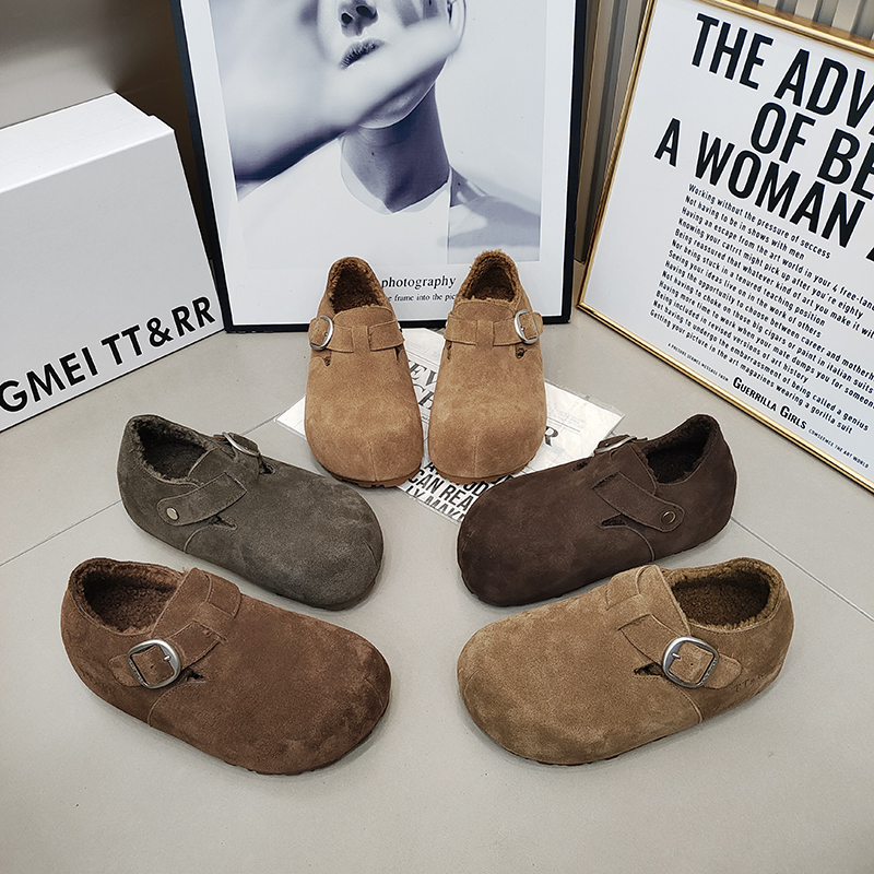 TTRR加绒内增高厚底勃肯鞋复古女