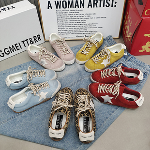 TTRR正品磨砂皮平底星星圆头德训鞋2026春款韩版擦色做旧滑板女鞋