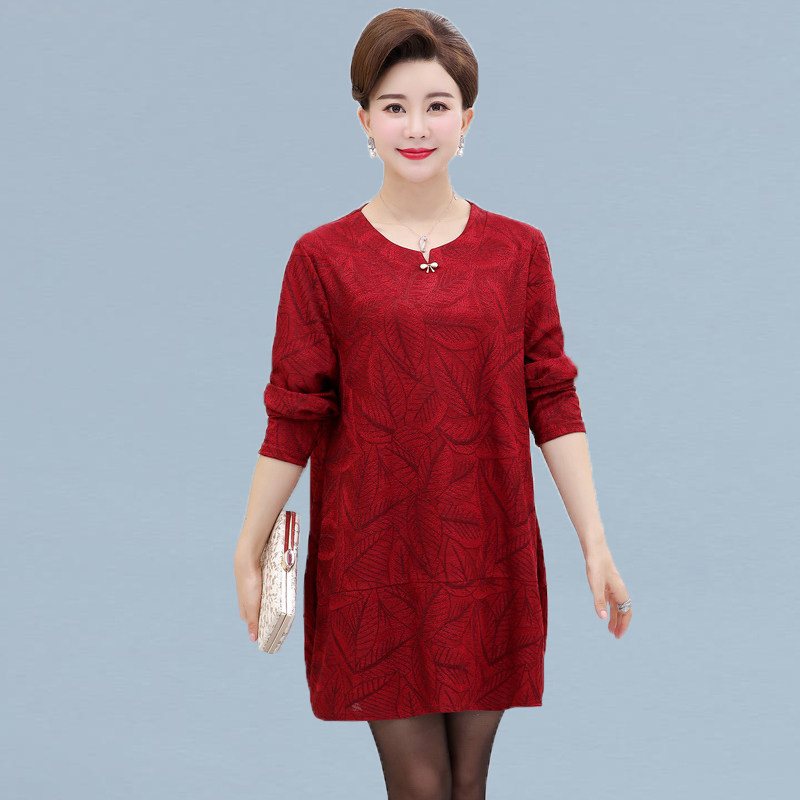 大码200斤婚礼裙加肥胖妈妈春秋长袖上衣中老年女装加大码连衣裙