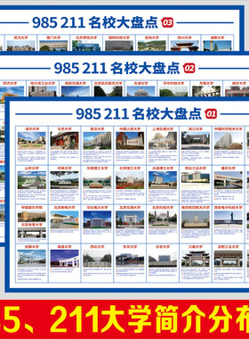 全国大学励志海报名校分布图挂画名校简介墙贴985211介绍教室布置