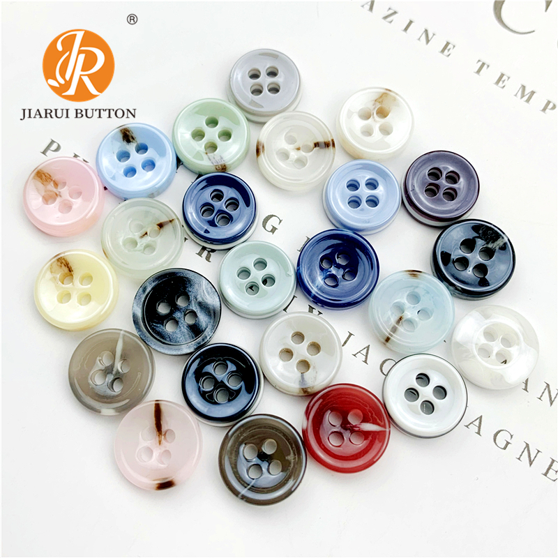 彩色衬衣纽扣树脂扣圆形扣子花纹透明四眼扣男女衬衫polo衫开衫扣