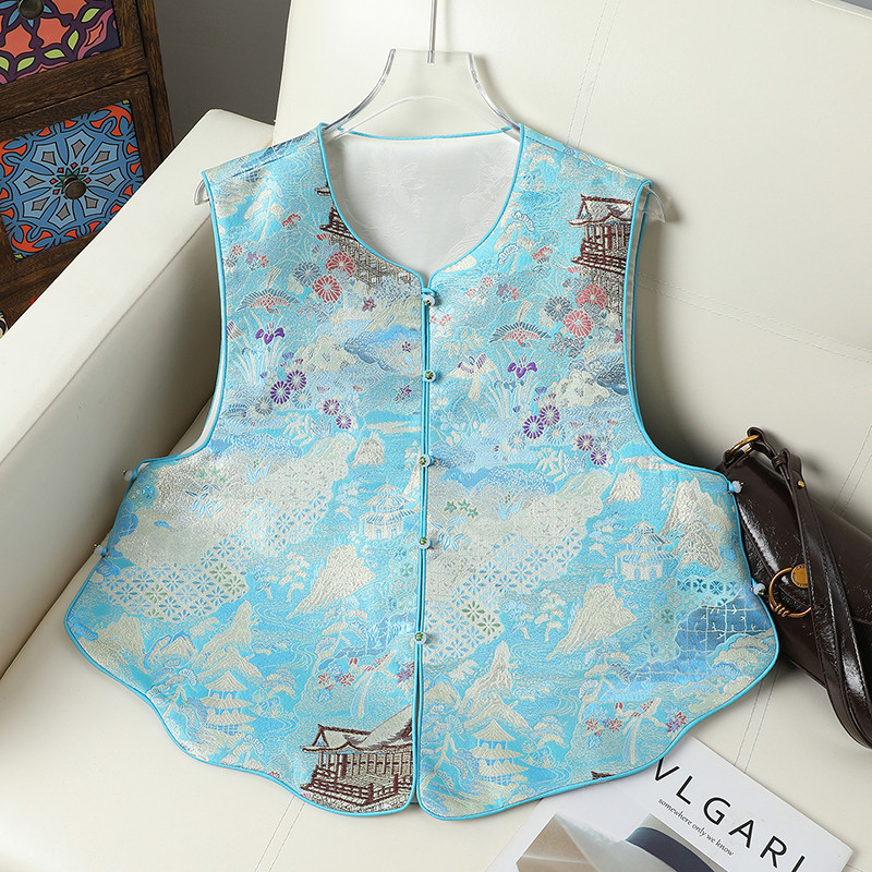 新中式宋锦国风马甲双面穿复古马夹背心女外搭年轻款提花坎肩春季,女装/女士精品,中老年女装,淘宝优惠券,粉丝福利购,淘宝优惠卷