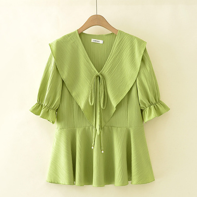 大码女胖mm2025夏季新款雪纺衬衫