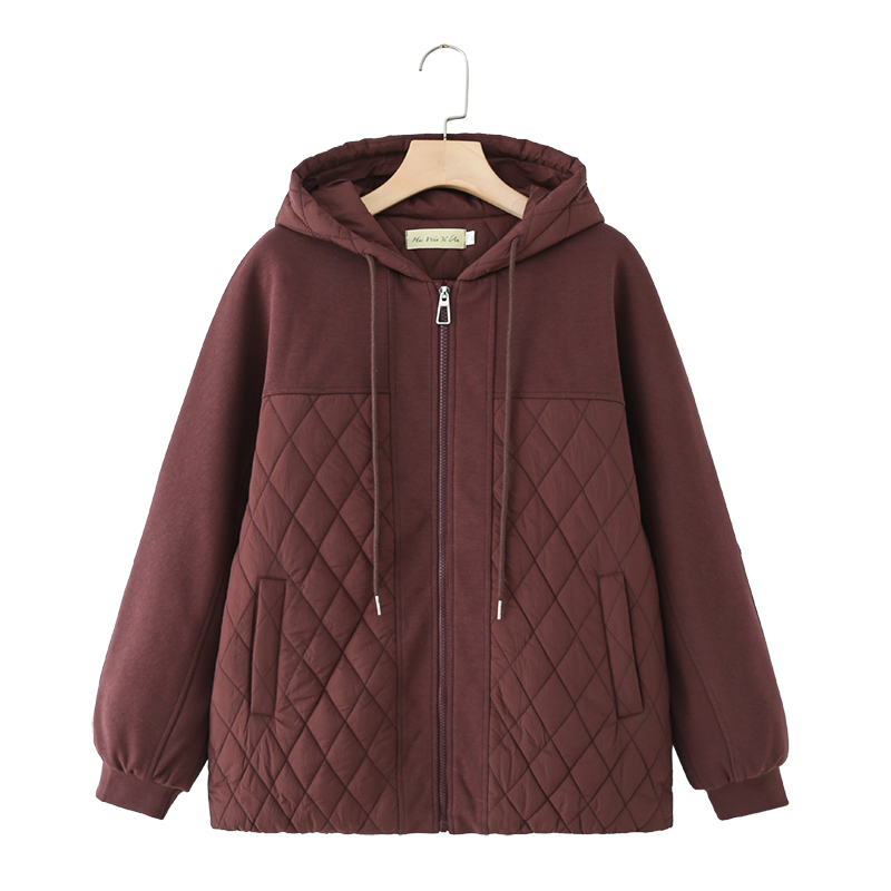 2025妈妈大码连帽加厚保暖棉服