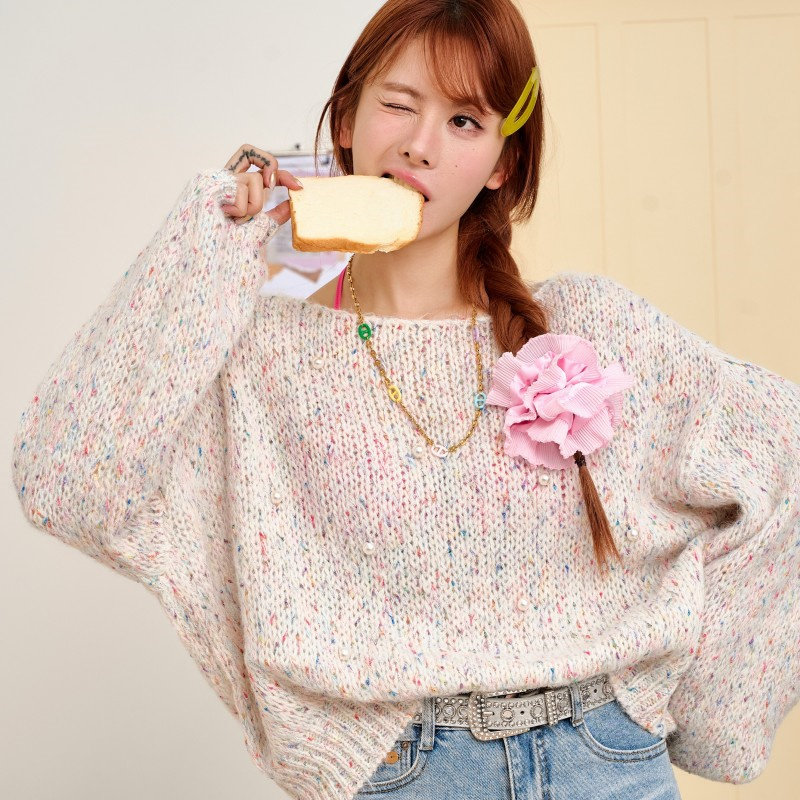 CLOUDSEASON蜜桃珍珠套头毛衣女2026新款毛衣女小个子圆领毛衣女,女装/女士精品,毛衣,淘宝优惠券,粉丝福利购,淘宝优惠卷