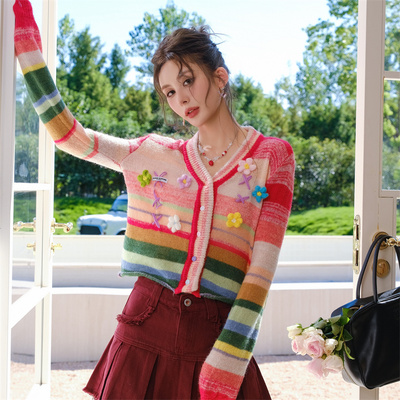 CLOUDSEASON彩虹步道开衫毛衣针织开衫女春秋上衣2026早春新款