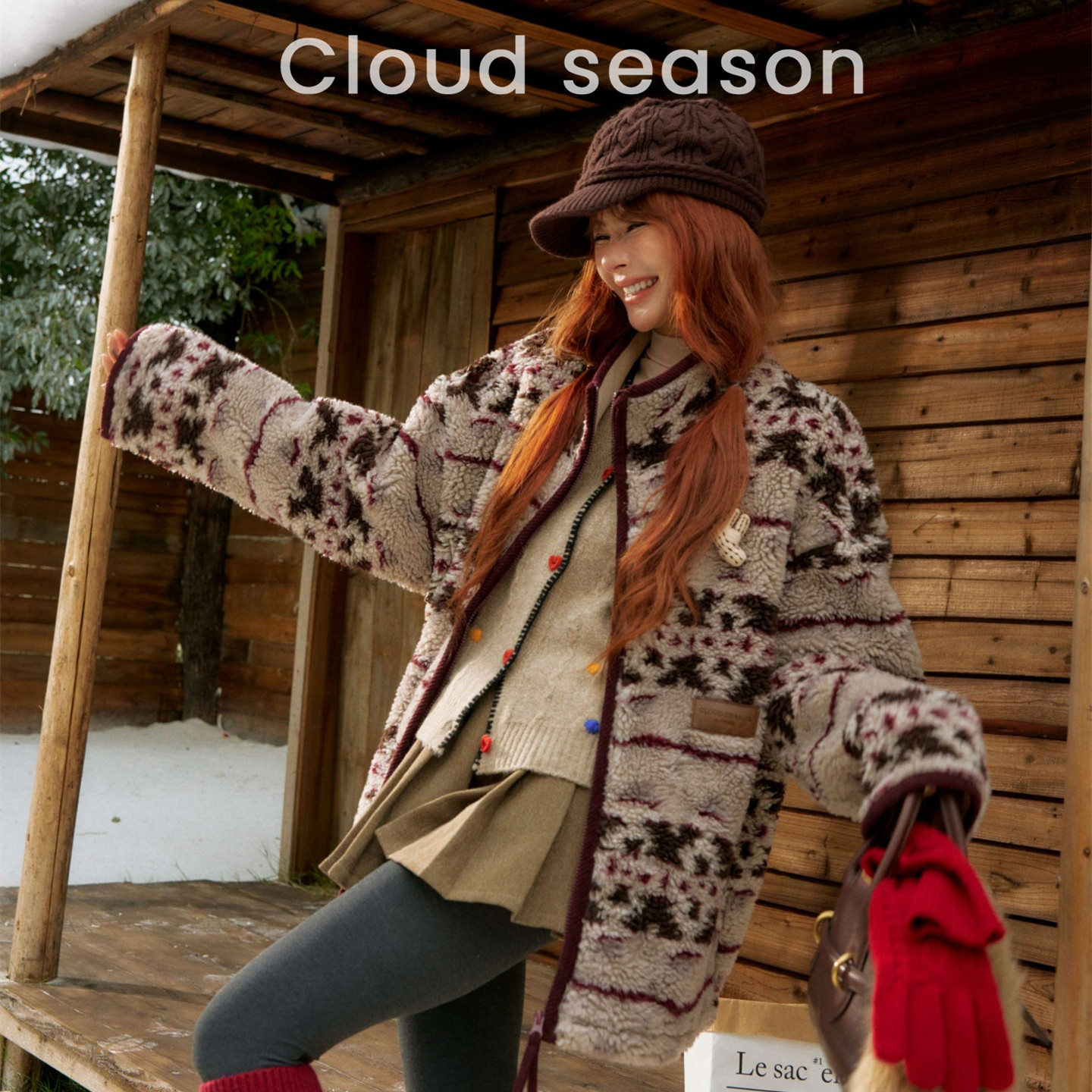 CLOUDSEASON毛茸茸外套女费尔岛民族风外套加厚保暖复古毛绒上衣,女装/女士精品,短外套,淘宝优惠券,粉丝福利购,淘宝优惠卷