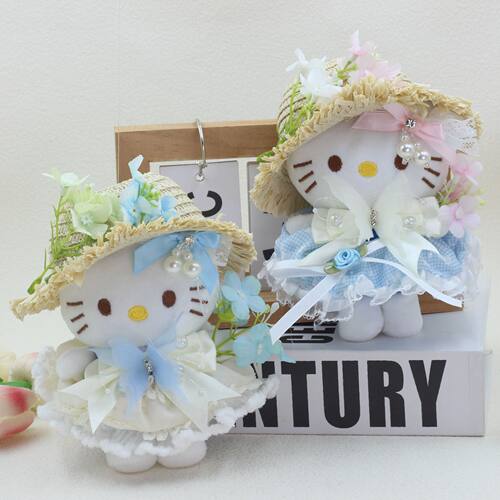 草帽三丽鸥毛绒玩偶hellokitty毛绒玩具kt猫凯蒂猫现货