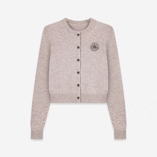 Mardi韩系轻奢羊毛针织开衫25秋季新款小众雏菊刺绣毛衣休闲外套