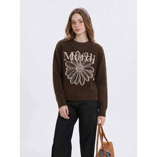 Mardi雏菊刺绣字母糯米绒圆领毛衣针织衫 毛衣外套CF569 25秋冬新款