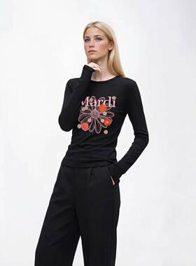 Mardi雏菊印花2025秋冬季圆领潮流时尚韩版针织打底衫XF538