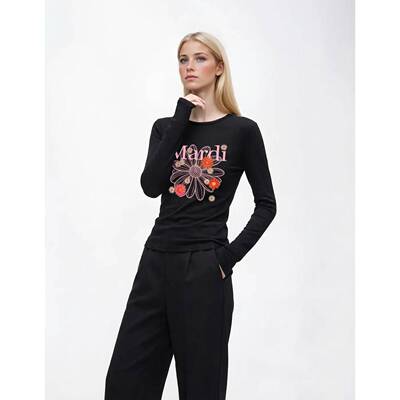 Mardi雏菊印花2025秋冬季圆领潮流时尚韩版针织打底衫XF538