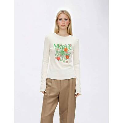 Mardi雏菊印花2025秋冬季圆领休闲针织打底衫XF538