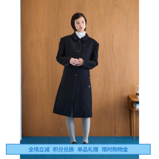 外套 西装 DOSORDONTS黑色收腰阔摆多口袋大衣2024年秋冬新款 中长款