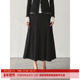 DOSORDONTS2025秋冬新款 非对称斜拼裁剪精纺羊毛斜百褶长裙半身裙