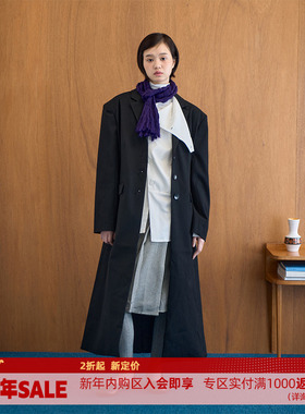 DOSORDONTS西装领双门襟2025年秋冬新款通勤百搭宽肩长款风衣外套