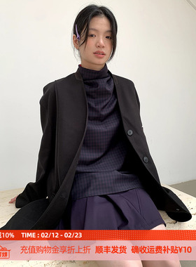 DOSORDONTS 2025年秋冬高级感百搭黑色无领单排扣西服宽松外套女