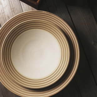 意面碗 西餐盘 酒店用品市场餐厅餐具 早餐盘 英国dby米色螺纹