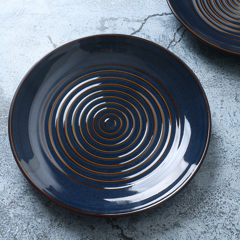 【美国pf 孤品】湛蓝色浮雕创意早餐盘【高端 新骨瓷】螺纹菜盘子,餐饮具,盘,淘宝优惠券,粉丝福利购,淘宝优惠卷