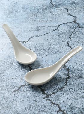 可爱高颜值】白色简约汤匙【高端新骨瓷】家用陶瓷好看调羹小勺子