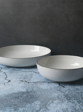 【英国RD原单瓷器 孤品】BREAD STREET系列沙拉碗 灰白色浅盘菜盘