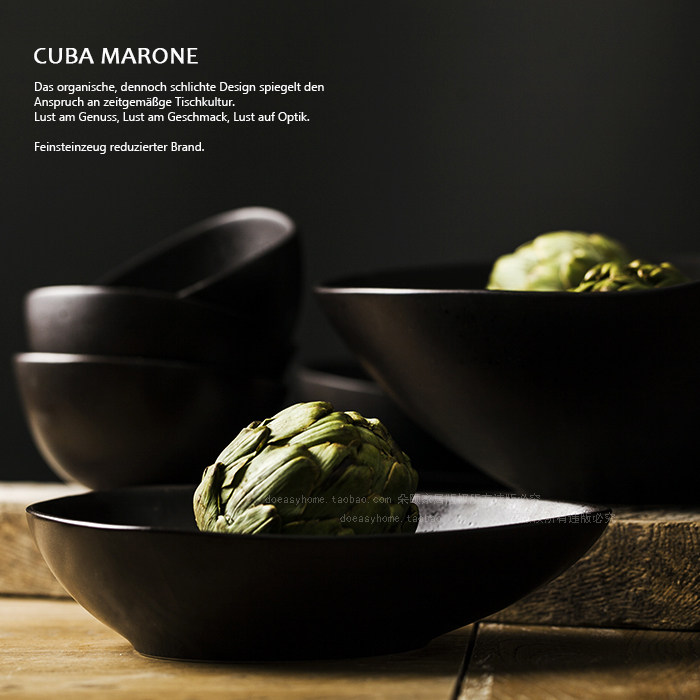 外贸出口陶瓷餐具哑光黑色米饭碗创意家用三角圆盘欧式菜盘,餐饮具,盘,淘宝优惠券,粉丝福利购,淘宝优惠卷