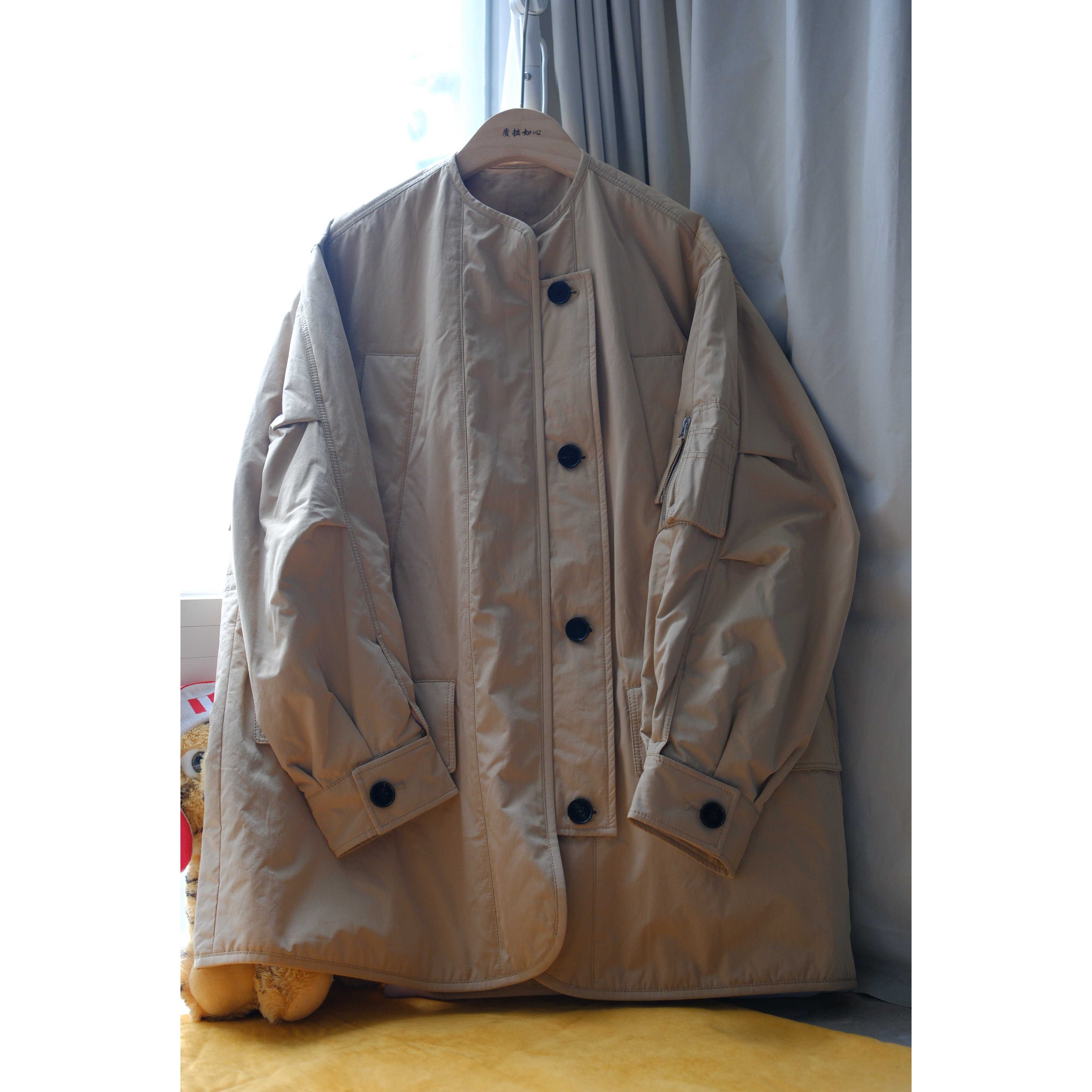 质拙如心卡其色工装风棉服女秋冬廓形显瘦保暖飒爽休闲通勤外套