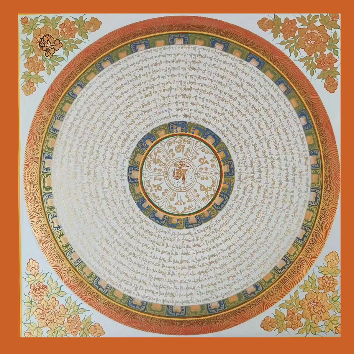 六字真言唐卡吉祥坛城描金线稿玄关挂画成人礼物手绘DIY涂色唐卡图片