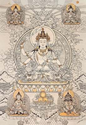唐卡画稿自画唐卡DIY画稿西藏风