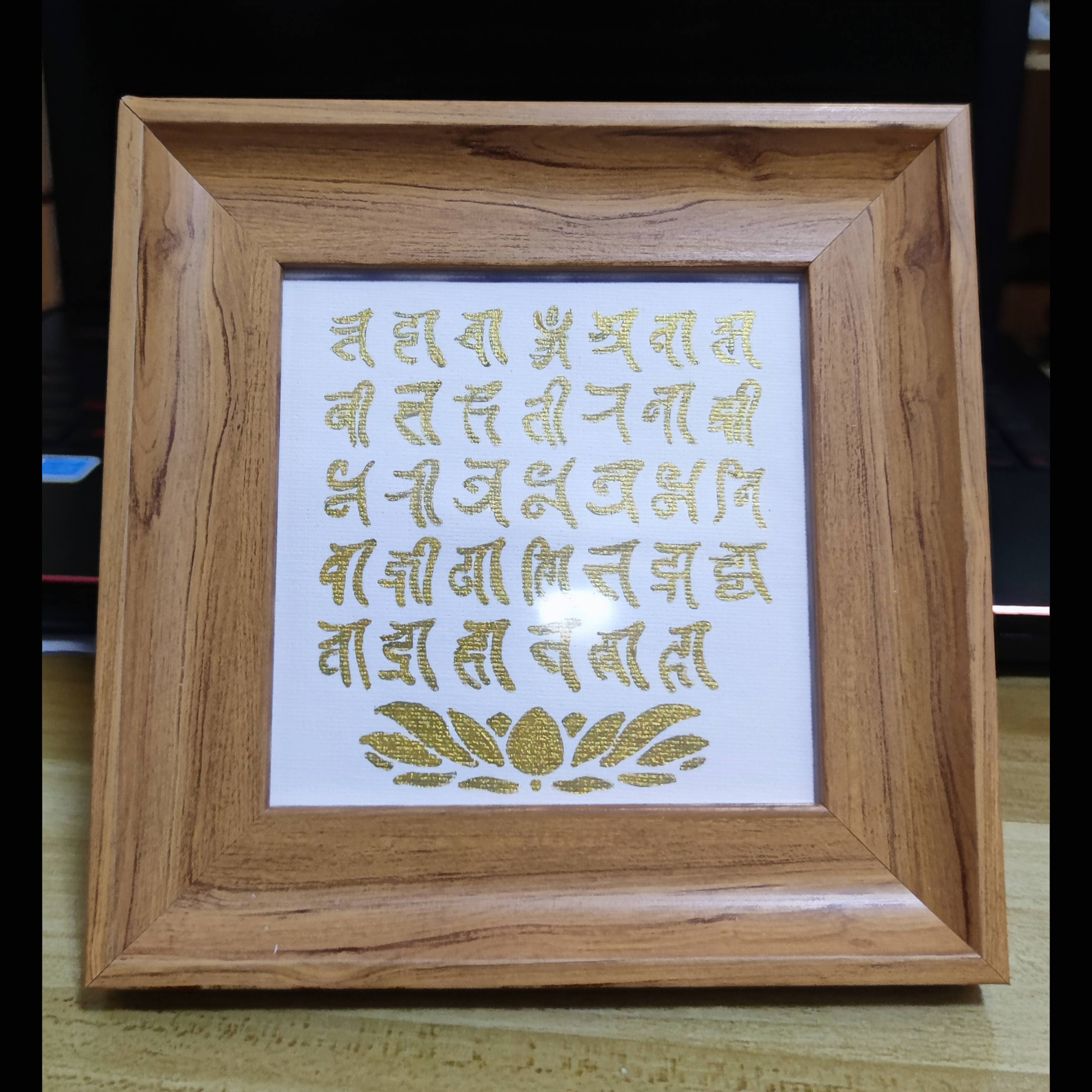 佛像观想楞严心咒唐卡桌面摆件