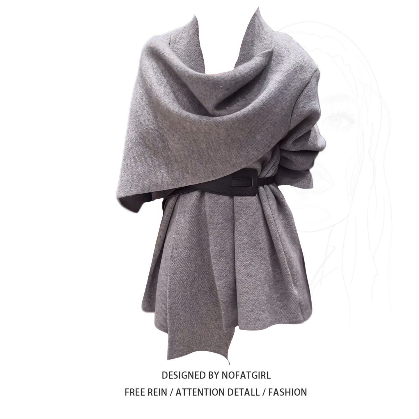 大码胖mm韩系慵懒围巾领针织开衫外套女春季小众不规则外套配腰带,女装/女士精品,毛针织衫,淘宝优惠券,粉丝福利购,淘宝优惠卷