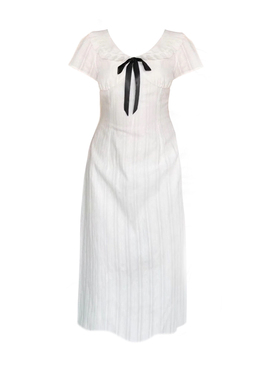 大码夏季气质高级感短袖连衣裙女韩系胖妹妹宽松休闲显瘦白色裙子