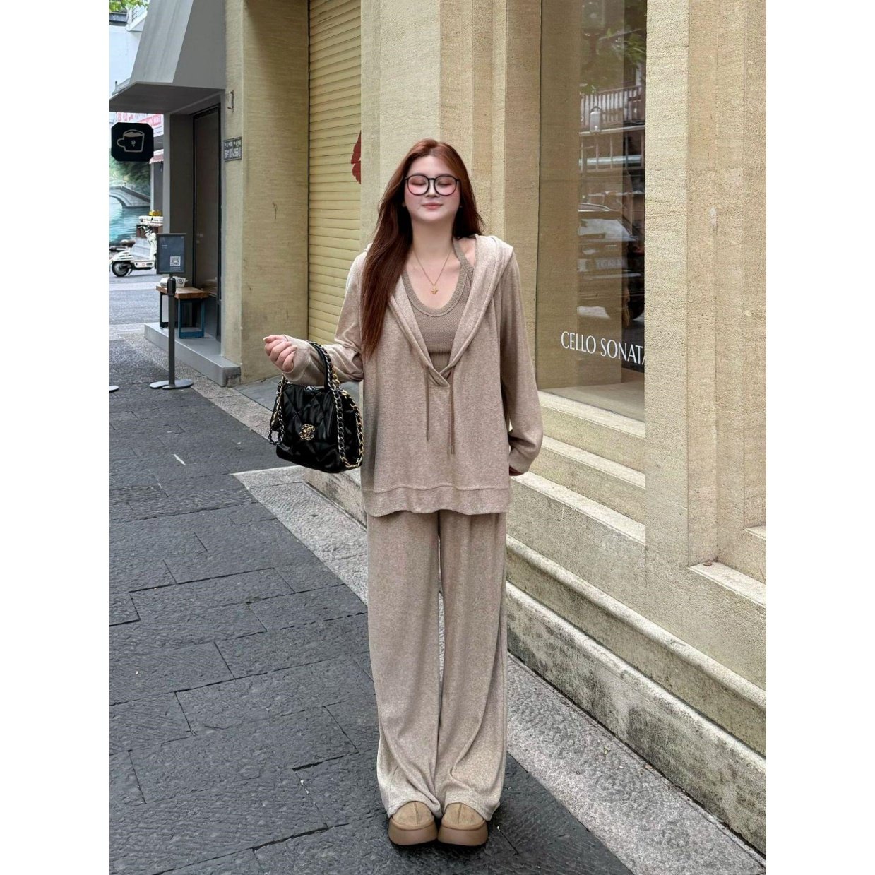 大码胖MM慵懒风秋季新款显瘦真两件连帽上衣长裤套装一整套穿搭女,女装/女士精品,时尚套装,淘宝优惠券,粉丝福利购,淘宝优惠卷