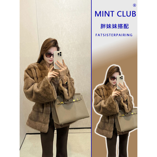 大码 复古保暖皮草大衣 春秋慵懒风休闲宽松百搭外套女胖mm韩系新款