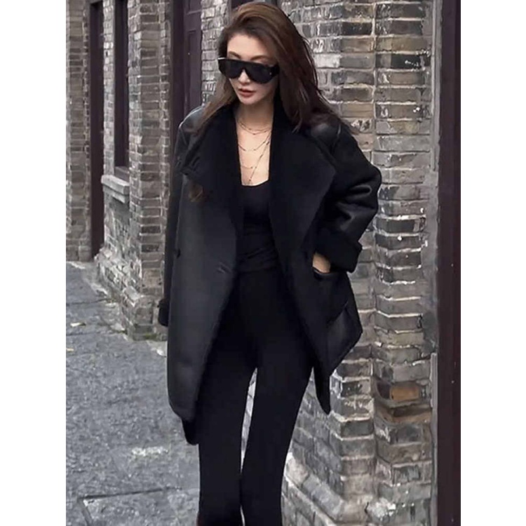 洋气皮毛一体百搭保暖夹克上衣女