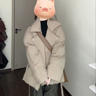 大码胖MM日系翻领棉服棉衣女款春季新款轻薄棉袄超好看的夹棉外套