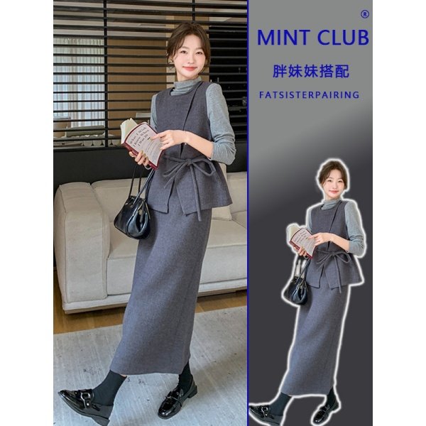 大码胖mm高级感灰色毛呢马甲半身裙女装春季轻熟风优雅气质两件套,女装/女士精品,时尚套装,淘宝优惠券,粉丝福利购,淘宝优惠卷