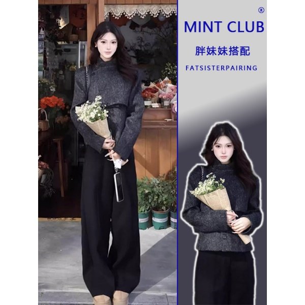 大码胖mm轻奢风黑色立领百搭毛呢外套女春季新款收腰显瘦气质上衣,女装/女士精品,毛呢外套,淘宝优惠券,粉丝福利购,淘宝优惠卷