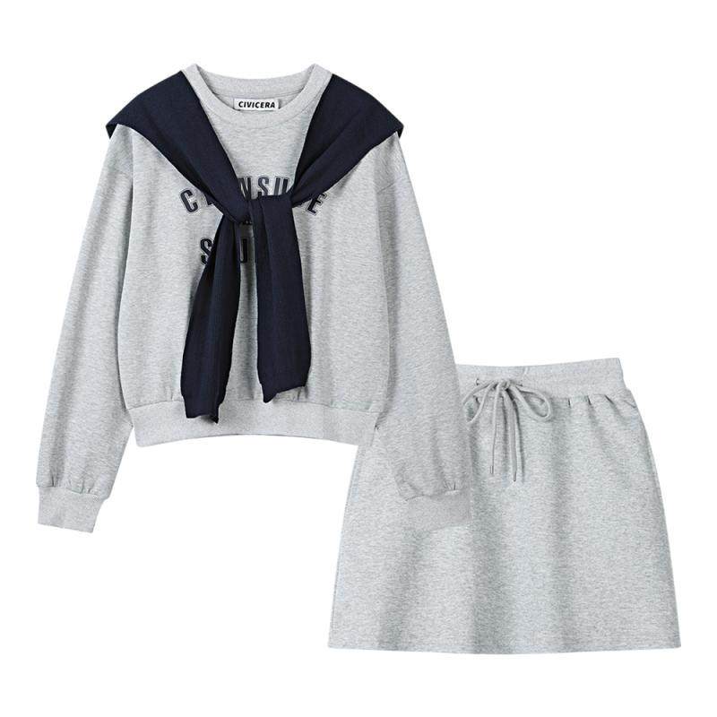 大码胖mm2025春季学院风运动套装裙女印花披肩上衣短裙卫衣三件套,女装/女士精品,时尚套装,淘宝优惠券,粉丝福利购,淘宝优惠卷