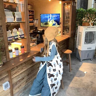 猫咪提花针织马甲打底衫 大码 胖mm韩系减龄时尚 三件套女春季 牛仔裤