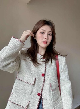 大码胖MM法式名媛百搭小香风外套女春秋季爆款高级感宽松长袖开衫