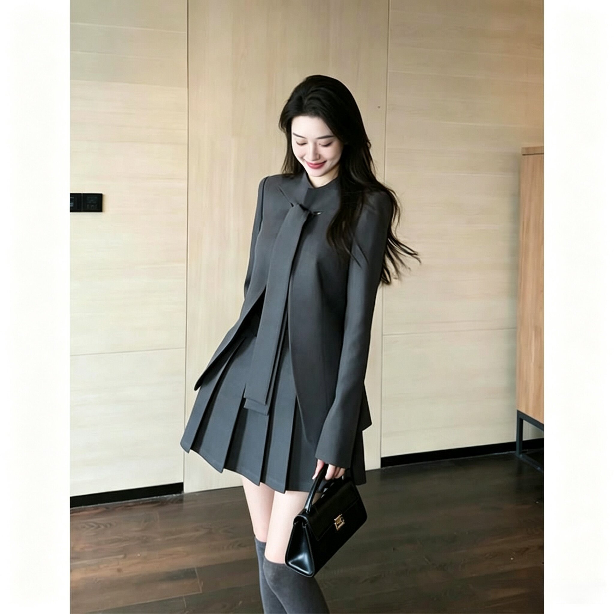 大码胖MM韩系复古气质轻熟西装外套女秋季新款高级半身裙两件套装