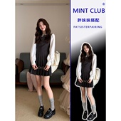 高智精致甜美减龄假两件百褶连衣裙时尚 大码 胖MM法式 气质百搭短裙